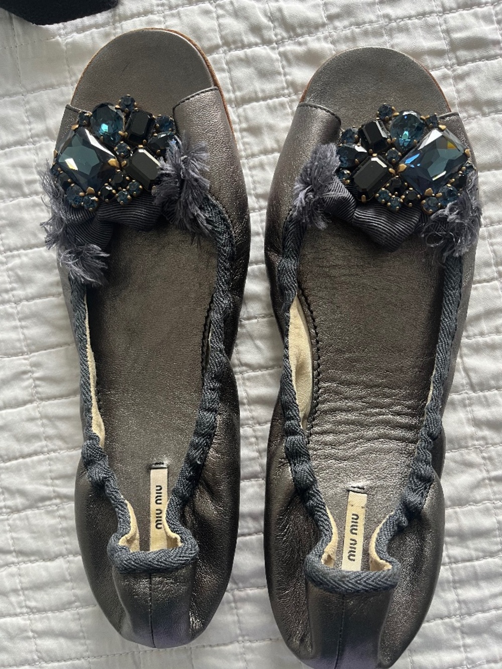 Miu miu authentic vintage bejeweled open toe ballerinas